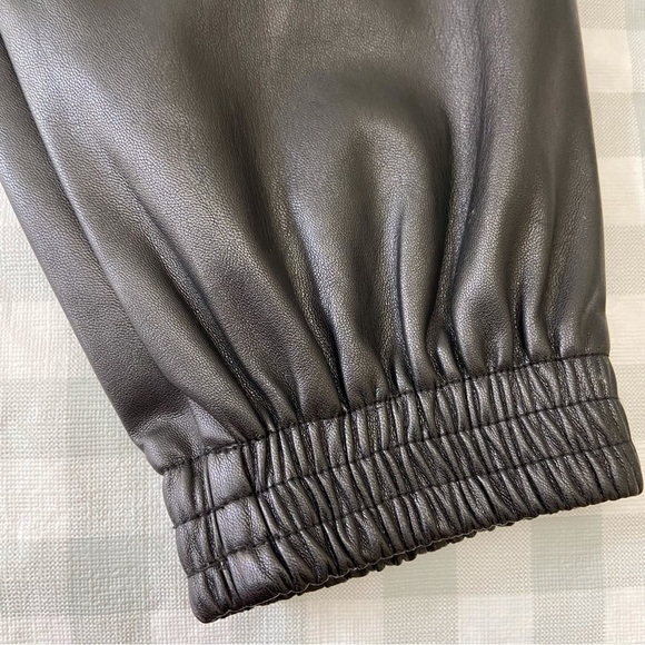 Zara jogger fine vegan leather black baggy pockets elastic waist ajustable 10 - Picture 5 of 16